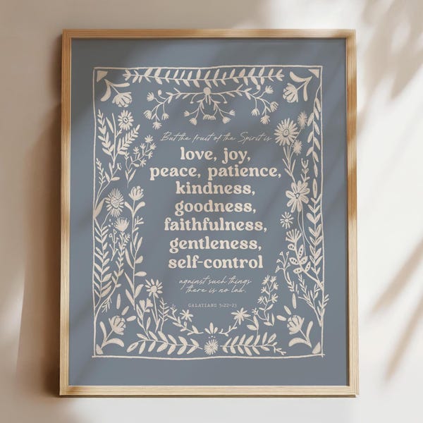 Fruit of the Spirit Art Print, Love Joy Peace Galatians 5:22