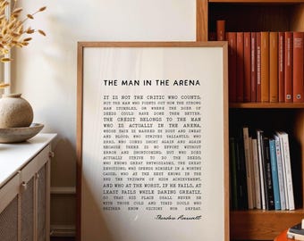 Stampabile "Uomo nell'arena", citazione di Theodore Roosevelt, decorazione da parete per ufficio per uomini, regalo motivazionale DOWNLOAD IMMEDIATO