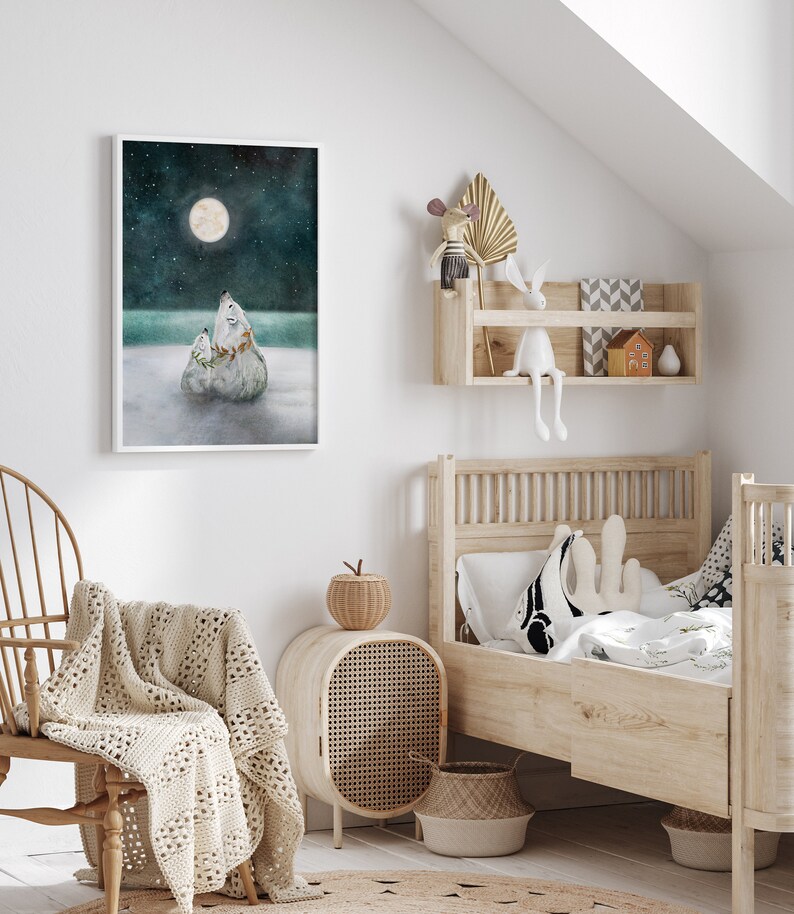 Polar Bear Mama and Baby Art Print: Arctic Nursery Decor bild 6