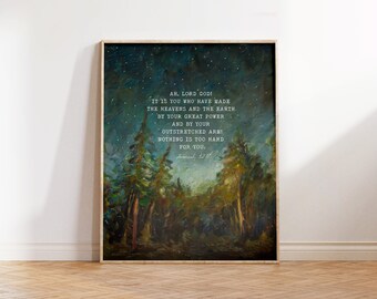 Scripture Wall Art, Christian Bible Verse Gift, Jeremiah 32:17, God is in Control