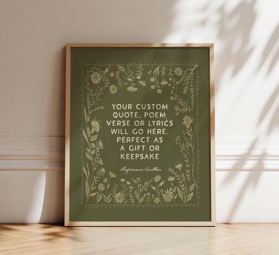 Custom Quote Print, Poem or Scripture Verse Gift, Personalized Wall Art (Multiple Color Options)
