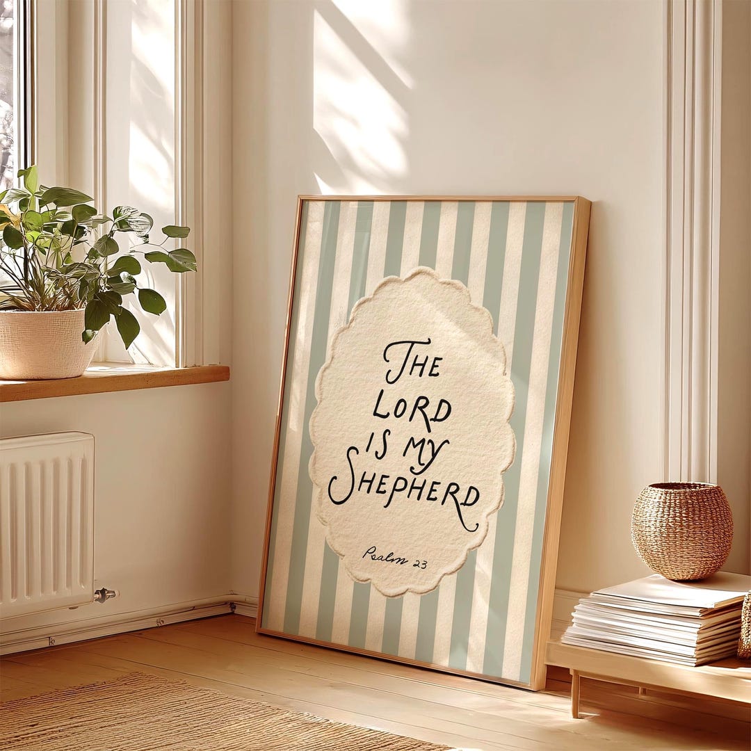 The Lord is My Shepherd Nursery Print, Psalm 23 Wall Art, Christian ...
