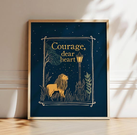 Aslan "Courage Dear Heart" Narnia Print: C.S. Lewis Nursery Art