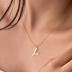 Collar de letras clásicas, joyería con monograma simple, colgante inicial personalizado, regalo personalizado para mamá, esposa o hija