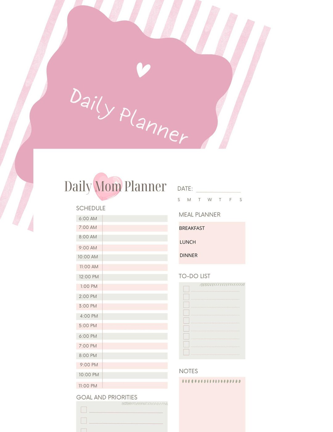 Daily Mom Planner Printable | Minimal Daily Planner for Busy Moms ...