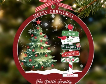2025 Family Christmas Ornament, Personalized Ornament with Names, Custom Christmas Tree Ornament, Holiday Keepsake, Xmas Tree Decor