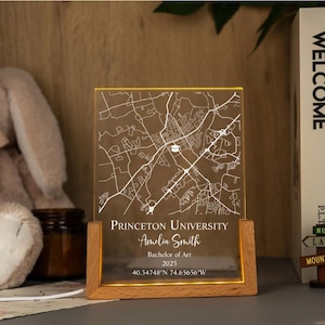 Veilleuse carte des étoiles personnalisée, plaque acrylique carte de l'université, cadeau de remise des diplômes pour la promotion 2025, veilleuse LED carte de l'université personnalisée,