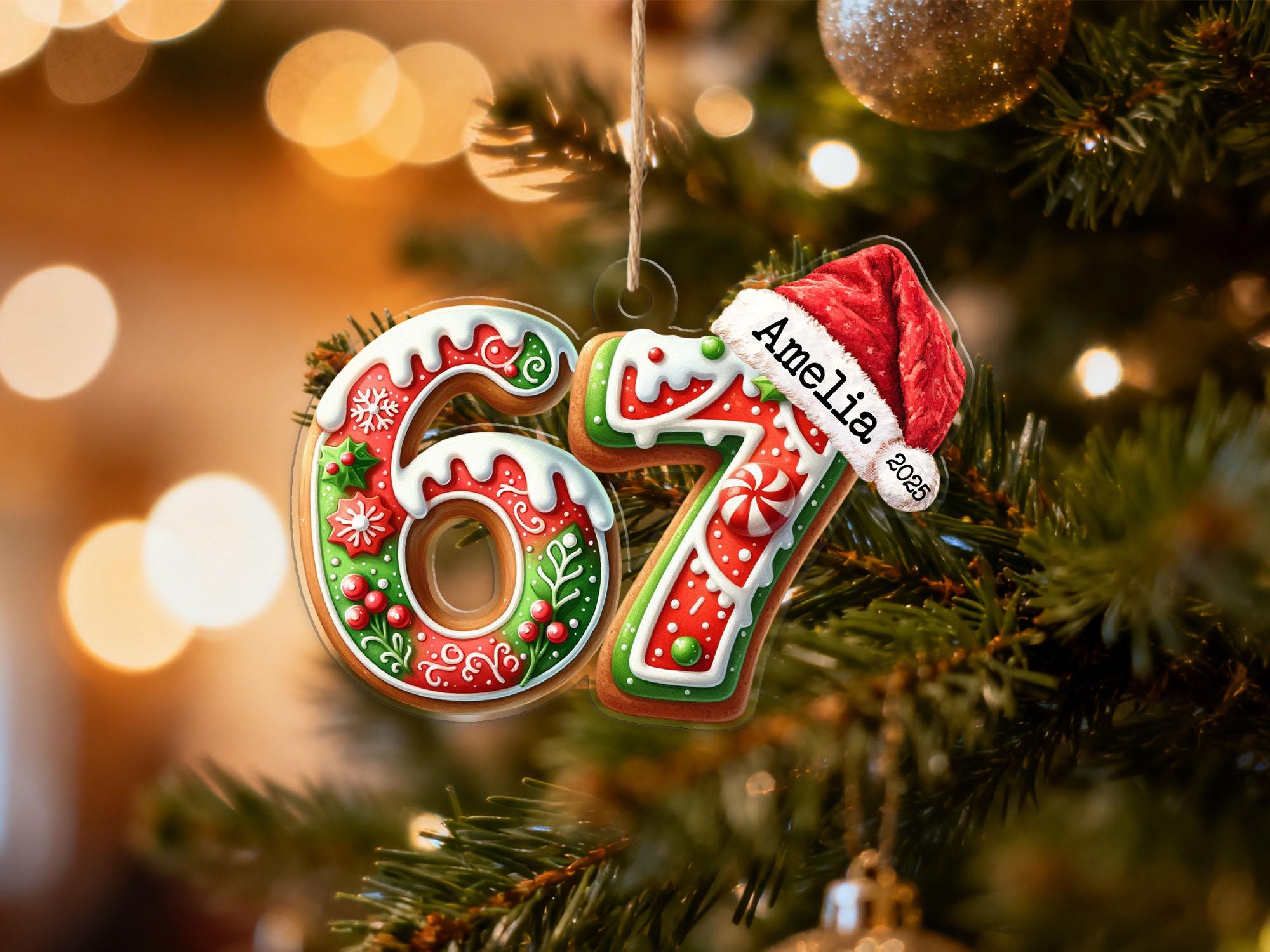 Personalized Six Seven 2025 Ornament, Custom Name 67 Ornament, Funny ...