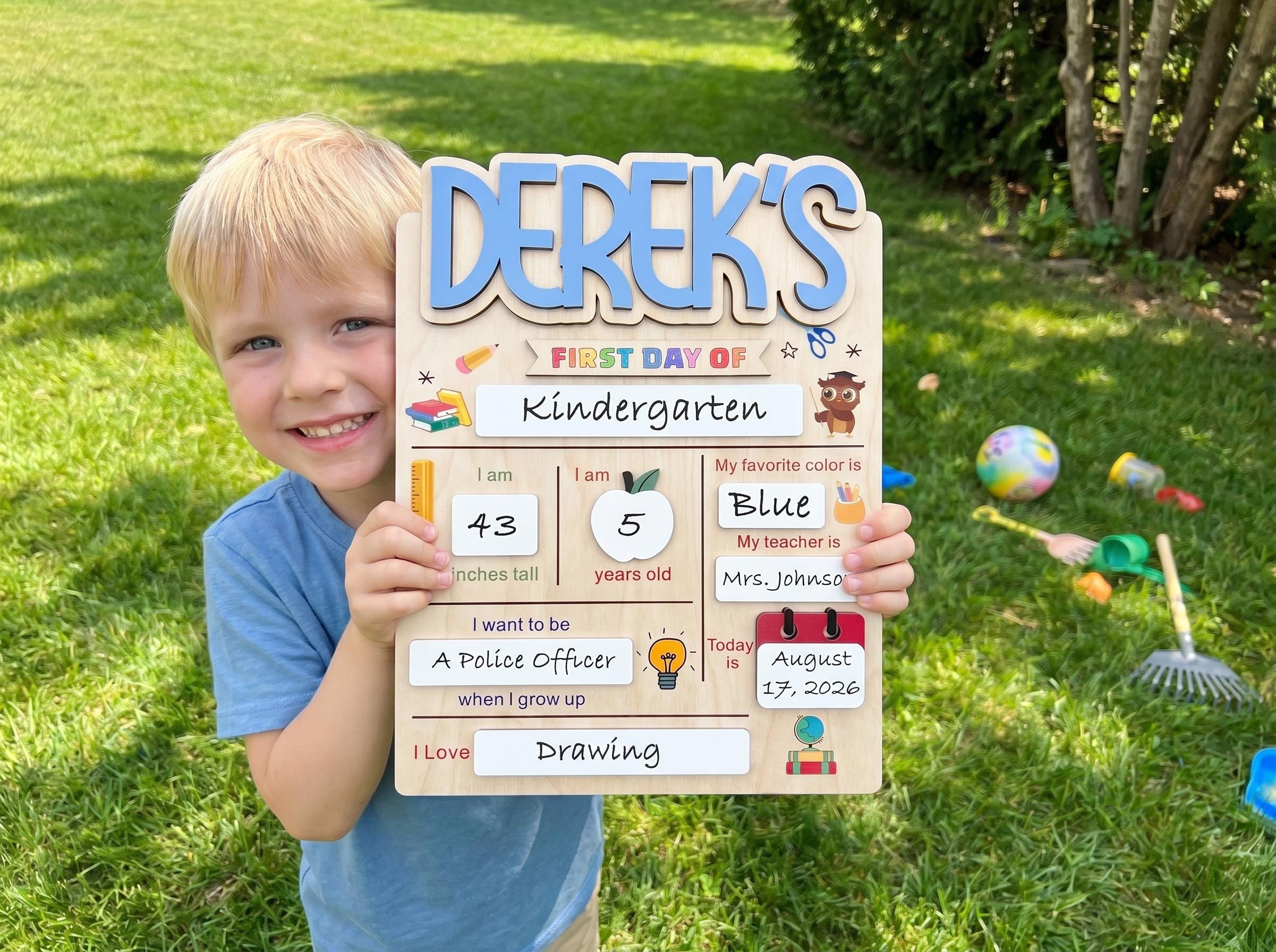 Personalized Back to School Sign, First Day of School Sign, Preschool, Kindergarten 1st Day of School Sign, School Board, Last Day of School