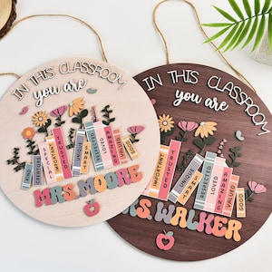 Personalized Teacher 3D Door Sign, Teacher Welcome Gift, In this Classroom You Are, Back to School Gift, Teacher Door Hanger,Classroom Decor