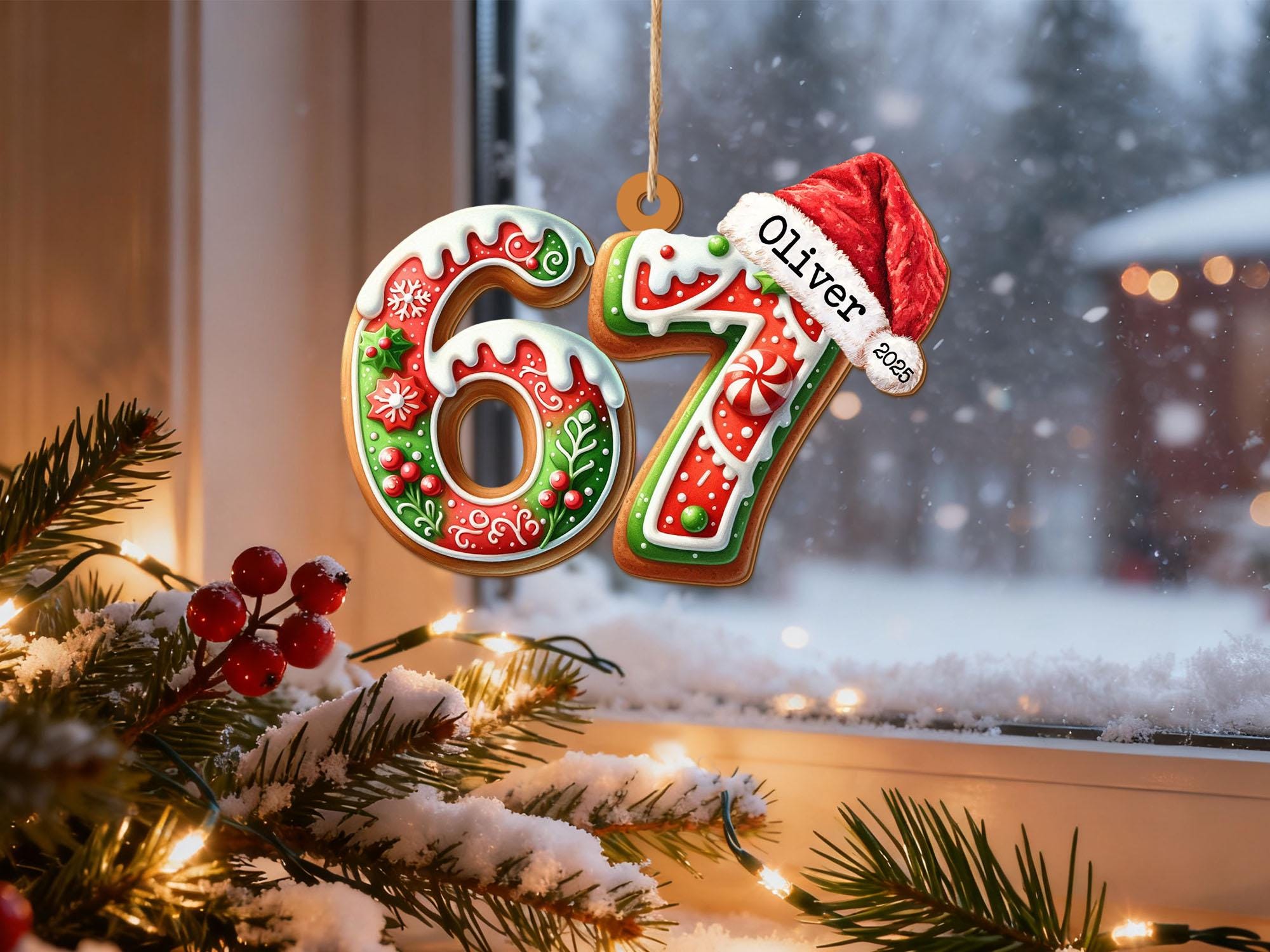 Personalized Six Seven 2025 Ornament, Custom Name 67 Ornament, Funny ...