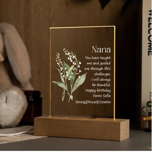 Luz de noche con carta manuscrita personalizada, regalo perfecto para el Día de la Madre, el mejor regalo para el cumpleaños de la abuela de los nietos, carta a Nana, regalo.