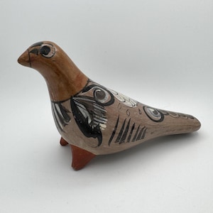 Vintage Tonala Clay Bird Folk Art Figurine, Mexico