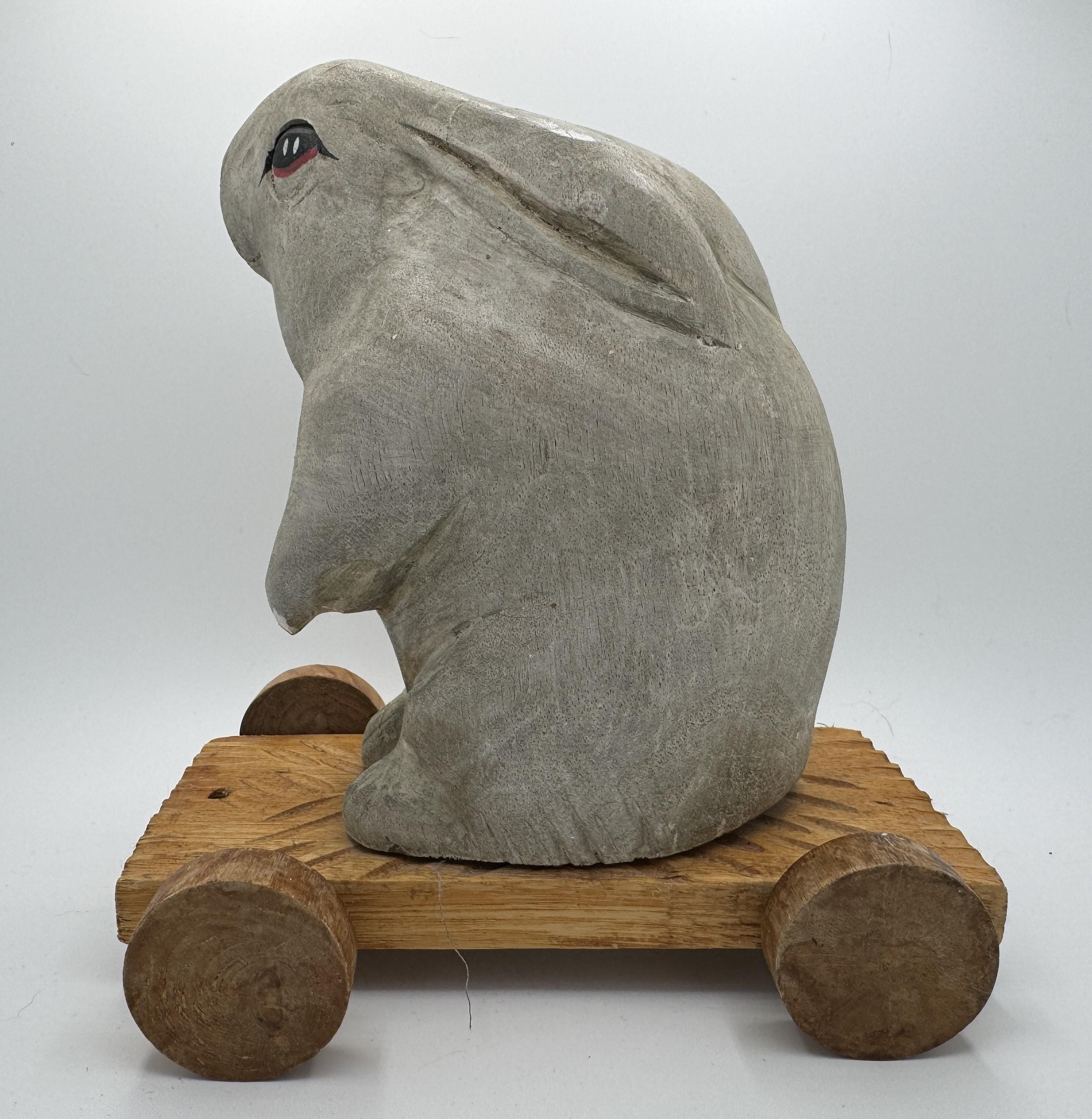 Vintage Child Riding Rabbit Vintage Wooden Rabbit Children's Pull Toy - Etsy