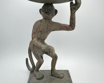 Vintage Cast Iron Monkey Dish, 7.5&quot;
