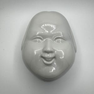 Vintage weiße Keramik Gesicht Trinket Box, Made in Japan