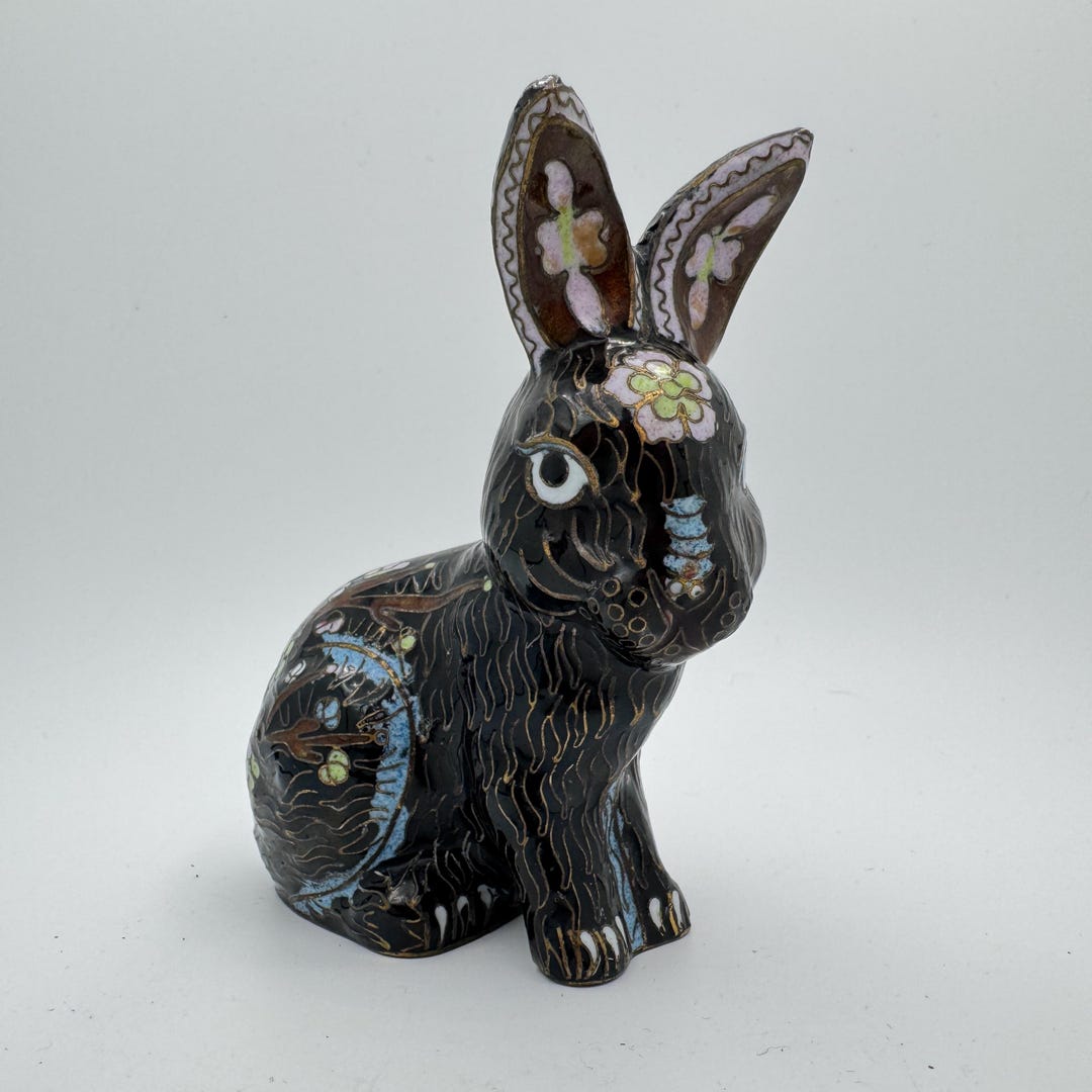 Vintage Cloisonne Bunny Rabbit Figurine - Etsy