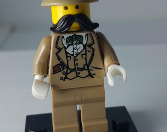 Hercule Poirot figure - custom built from genuine Lego.