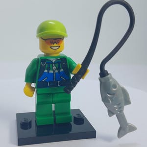 Fisherman figure - custom built from genuine Lego.