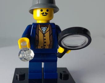 Hercule Poirot figure - custom built from genuine Lego.