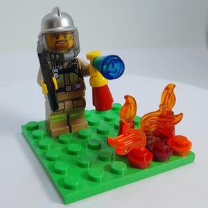 Firefighter figure - custom built from genuine Lego