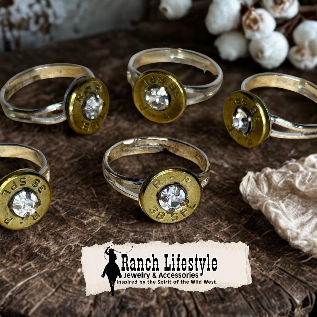 Authentic Handmade Adjustable Shotgun Shell Rings With Swarovski ...