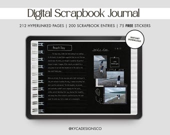 Digital Scrapbook Journal, Memory Book, Travel Scrapbook, Creative Photo Journal, Hyperlinked Scrapbook with Stickers for Goodnotes