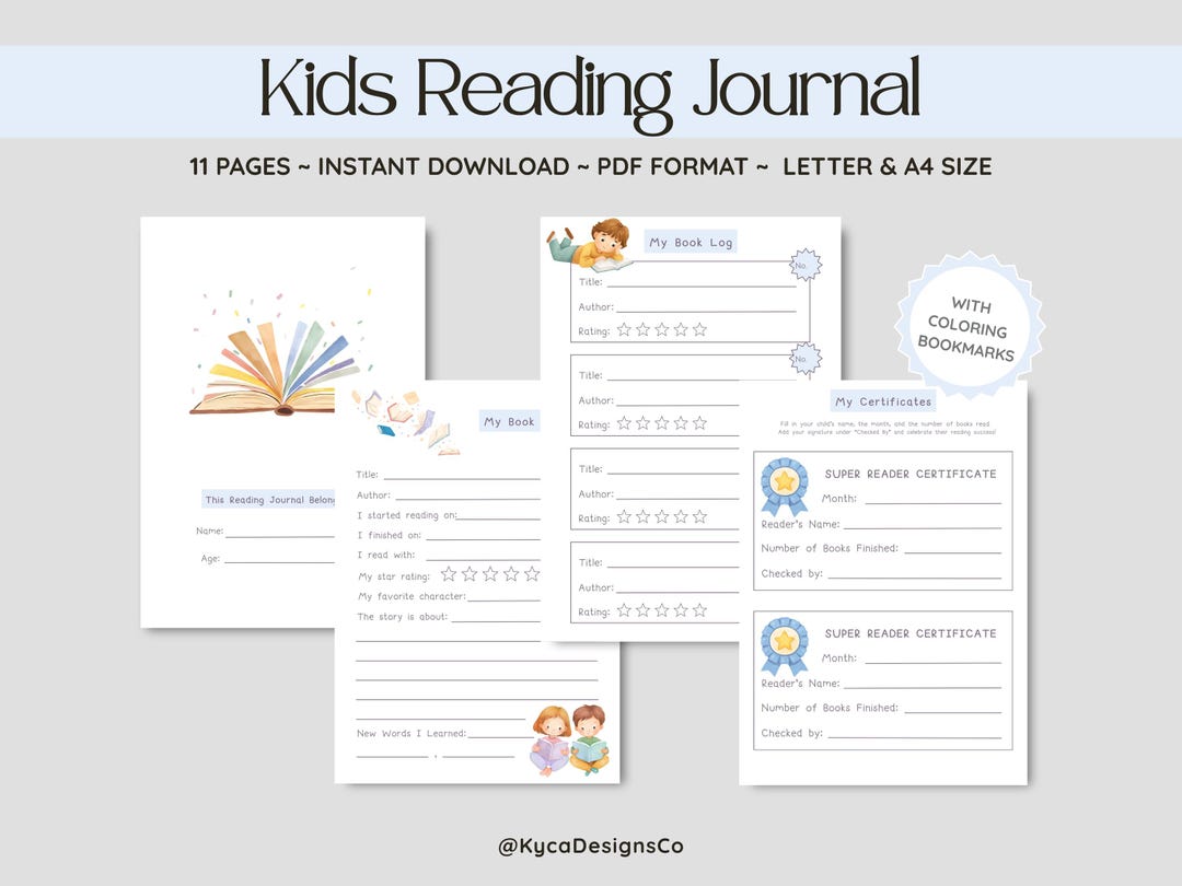 Kids Reading Journal , Pastel Book Log for Children , PDF Reading ...