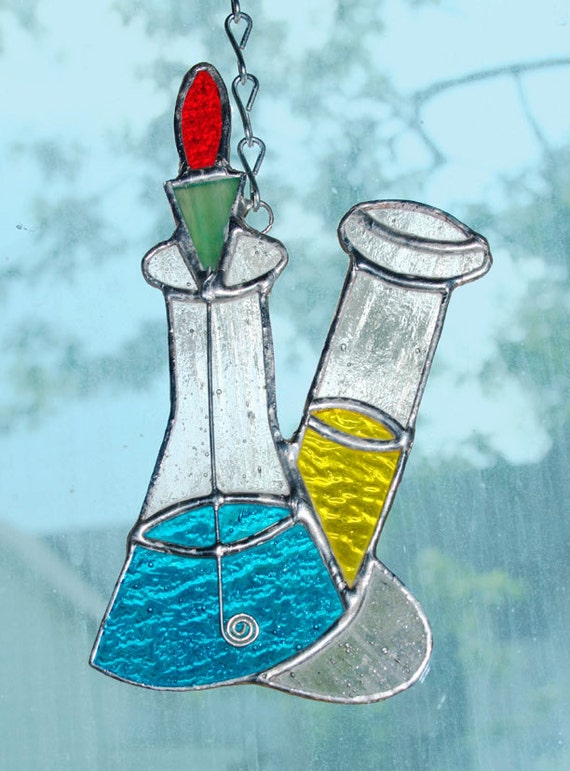 Items similar to Stained Glass Metric Beaker and Flask Scientific
