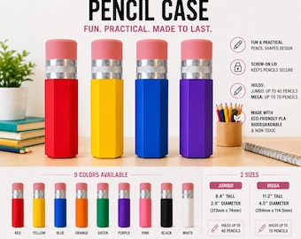 Pencil Case – Eco-Friendly PLA Desk Organizer 3D Printed (Jumbo/Mega)