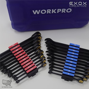 Wrench Organizer Clips: Metric & SAE Modular Holders, Optional Magnets