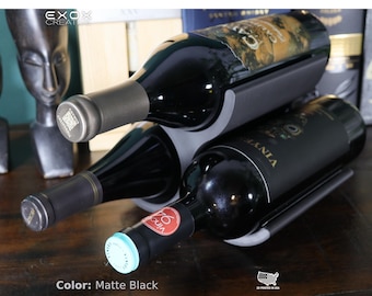 Minimalist 3-Bottle Wine Rack: Mid-Century Modern Countertop Wine Storage