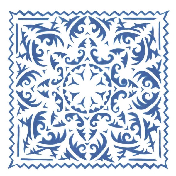 Peace Mandala giclee print reproduction of a  sunprint - cyanotype