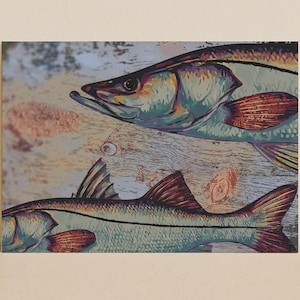 Passando attraverso – Stampa artistica di Snook / Arte di pesca costiera / Decorazione di pesca in acqua salata