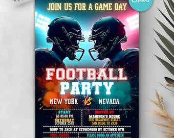 Editable Football Invitation, Football Birthday Party Invitation, Sports Party Invite, Football Game, Football Birthday Invitation Printable