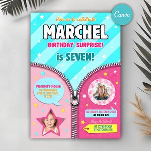Editable Doll Birthday Invitation, Pink Fashion Doll Birthday Party Invitation, Girls Cute Doll Theme Invite, Instant Download