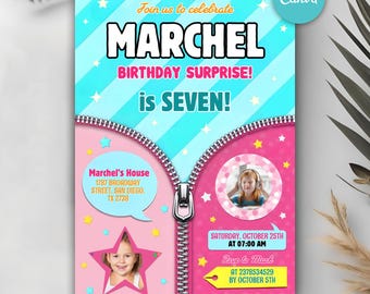 Editable Doll Birthday Invitation, Pink Fashion Doll Birthday Party Invitation, Girls Cute Doll Theme Invite, Instant Download