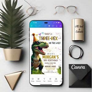 Dinosaur Birthday Invitation,Three Rex Birthday Invite, Boys Third Birthday Dino Party, Three-Rex On The Loose, Editable Canva Template
three rex birthday,three rex invitation,dinosaur bday party,dinosaur toddler,3 rex invitation,3 rex bday invite,dinosaur birthday,editable invite,boys Dino party,boys birthday party,3rd birthday invite,trex Dino party,editable template