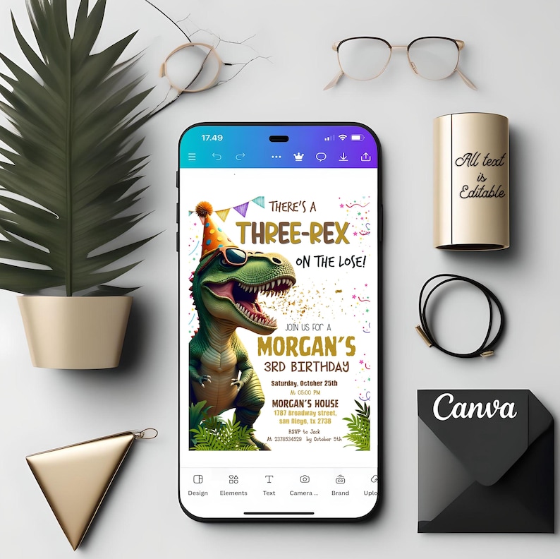 Dinosaur Birthday Invitation,Three Rex Birthday Invite, Boys Third Birthday Dino Party, Three-Rex On The Loose, Editable Canva Template
three rex birthday,three rex invitation,dinosaur bday party,dinosaur toddler,3 rex invitation,3 rex bday invite,dinosaur birthday,editable invite,boys Dino party,boys birthday party,3rd birthday invite,trex Dino party,editable template