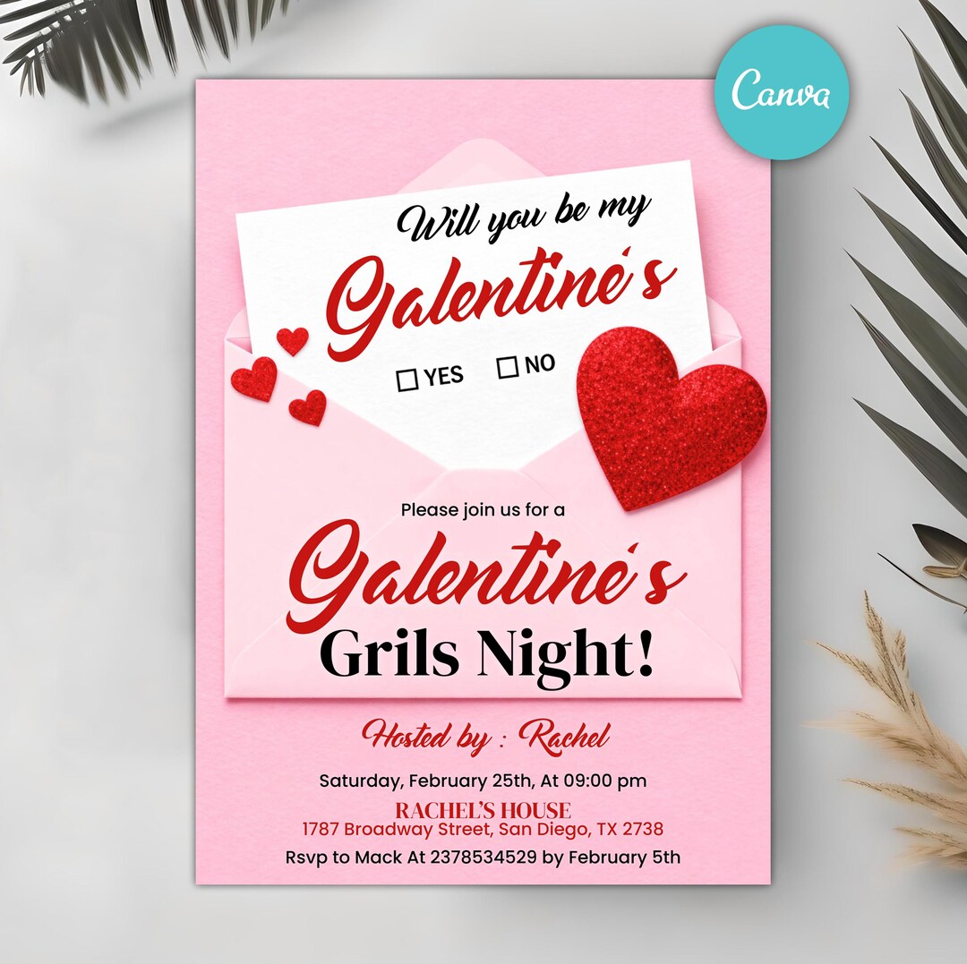 Galentines Party Invitation, Printable Galentine's Day Brunch Invite ...