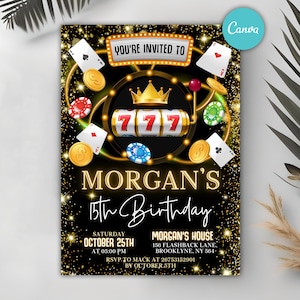 Casino Birthday Invitation, Casino Retirement, Casino Night Invite, Casino Theme Birthday Invitation, Playing Cards Poker, Instant Download
