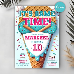 Baseball Drip Birthday Party Invitation, Baseball Birthday Invite, Baseball Drip, Sports Party for Any Age, Softball Drip, Editable Canva