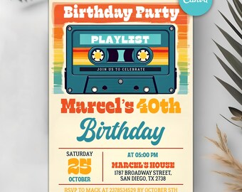 80s Party Invitation, Back to the 80s, Throwback Party, Vintage 1985 Party, Retro Birthday Invite, Hip Hop Invite, Editable Canva Template