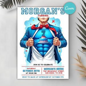 Editable Superhero Birthday Invitation, Kid Superhero Costume Birthday Party, Superheroes Invitation, Any Age, Instant Download