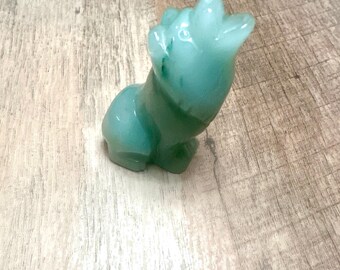Polished Mint Green Aventurine Wolf - Animal Totem | Altar | Home Décor