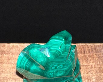 Vibrant Freeform Polished Green Malachite Flame