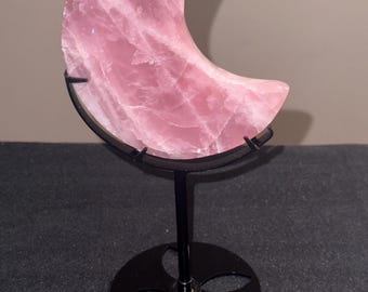 Rose Quartz Moon with Stand
