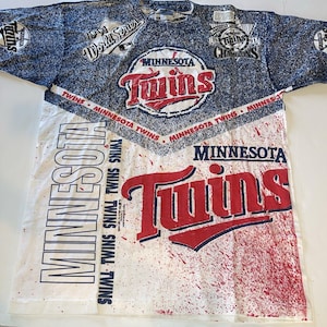 Vintage Minnesota Twins MLB 1991 World Series Shirt Men Sz 2XL All Over 2 Side Graphic