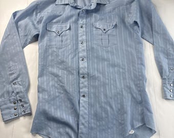 Vintage H Bar C western shirt Men Sz ? (no Tag) Long Sleeve Pearl Snap USA READ
