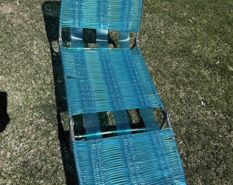 Sillas de playa/jardín plegables de vinilo con diseño retro, color verde azulado, estilo retro.